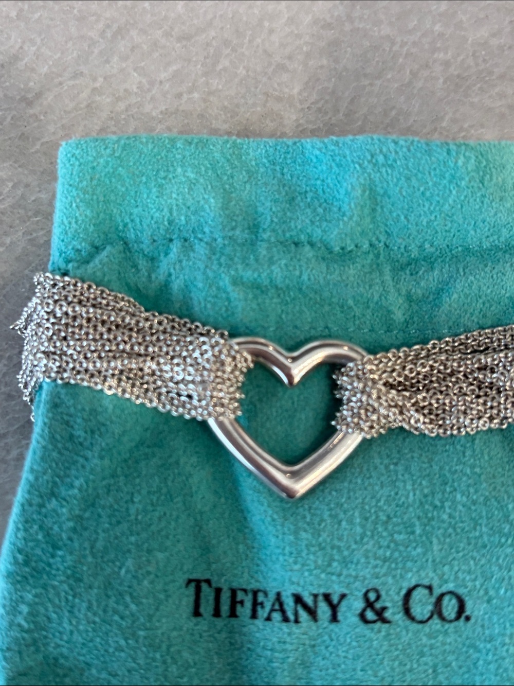 Tiffany & Co. Multi-Strand Silver Heart Toggle Choker Necklace